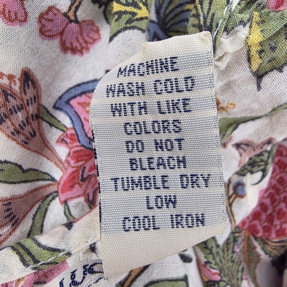 Lucky Brand India Cotton Boho Floral Peasant Blouse Keyhole Cottagecore Medium - Picture 13 of 14